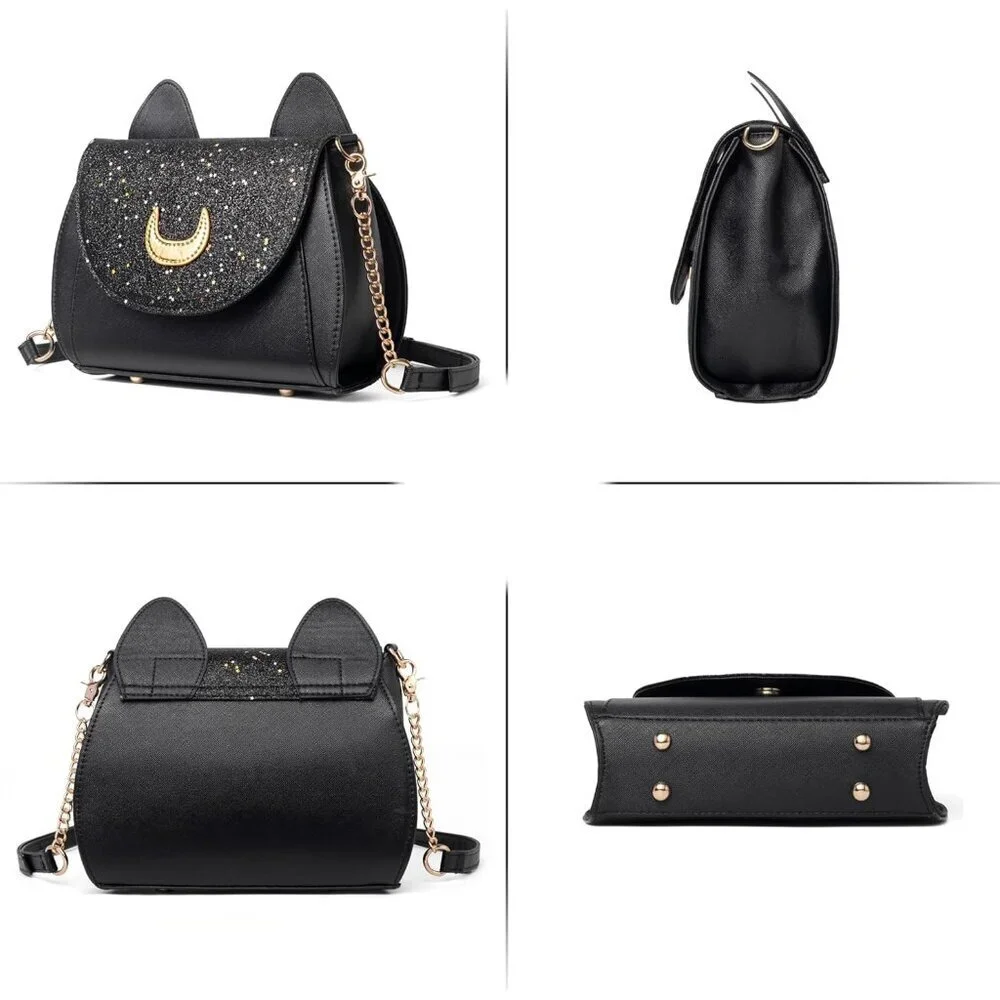 Women Kawaii Sequin Crossbody Bag Hipster Cosplay Purse with Adjustable Chain